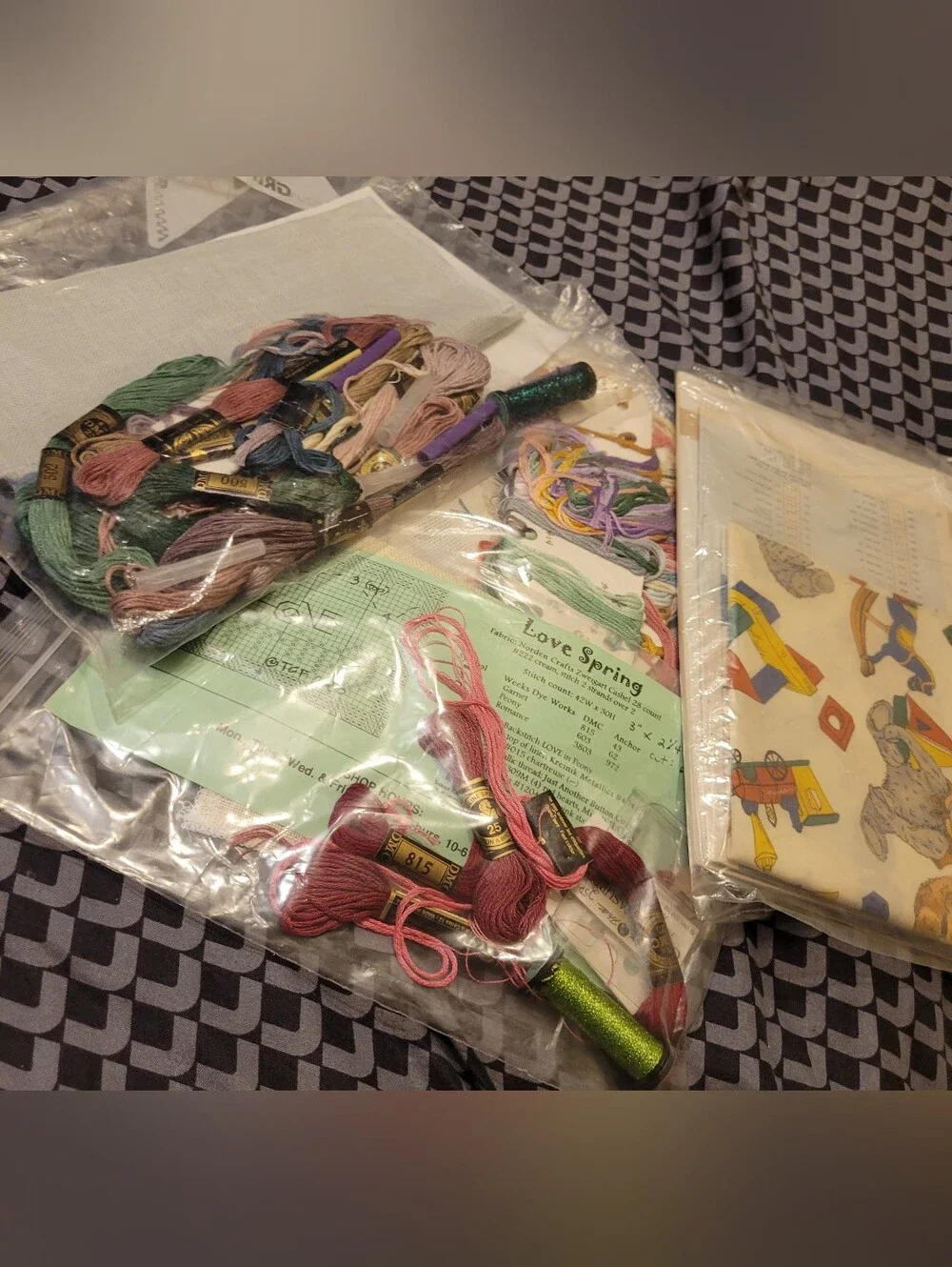 Lot of 55 Vtg Sewing & Craft Patterns w/Supplies - Victorian Quilts Needlepoint